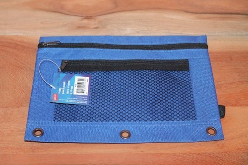 New set of 3 Zippered Pencil Pouch cases 3 ring binder Black, red & blue NWT - Picture 4 of 10