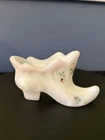Fenton Art Glass Slipper Shoe Satin Hand Painted Roses Signed C Griffiths