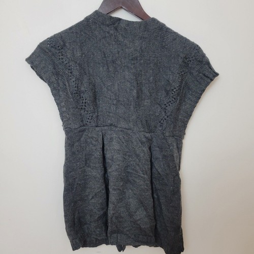 Vintage Womens Wool Cardigan Top Size 6 Grey Short Sleeved 80s Boho Work Smart - Picture 3 of 6