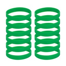 12 Pcs Silicone Bracelets Wristbands, Elastic Blank Sports Bands, Deep Green