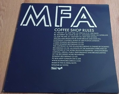 MFA    Coffee Shop Rules 2X Vinyl Techno, Downtempo, Electro  2002