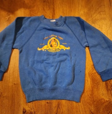Vintage 1980's MGM Studios Crewneck Sweatshirt Youth 8-10 Blue Raglan Sleeve