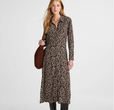 Madewell NW723 Ruched Midi Shirtdress Spots Brown Size 8 NWT