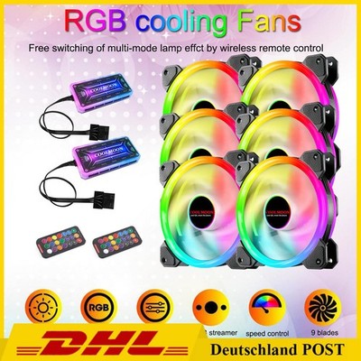 Coolmoon LED RGB Aura Lüfter PC 120mm 6x 6-Pin Sync Gehäuselüfter 1x Controller