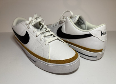 Nike Court Legacy NN Men's Low Top Leather Sneakers White Black Desert Ochre La 