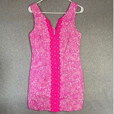 Lilly Pulitzer for Target Shift Dress Size 8 Pink Lace Trim Preppy Bright Barbie