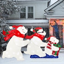 30" 51" Large Polar Bear Outdoor Lighted Christmas Decoration, Handmade Giant...