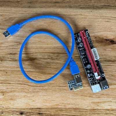 5x PCI-E 1x to 16x Powered USB3.0 GPU Riser Extender Adapter Card