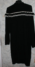 ASOS knit dress.Size 16.Black.Ruffled top.Long sleeves.High neck.Stretch. NWOT