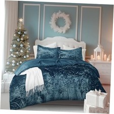 Juliette Luxe Comforter Set Velvet Lush with Soft Brushed King Teal Comforter