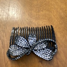 Black Rhinestone Bow Hair Comb for Women, Plastic Hair Accessory