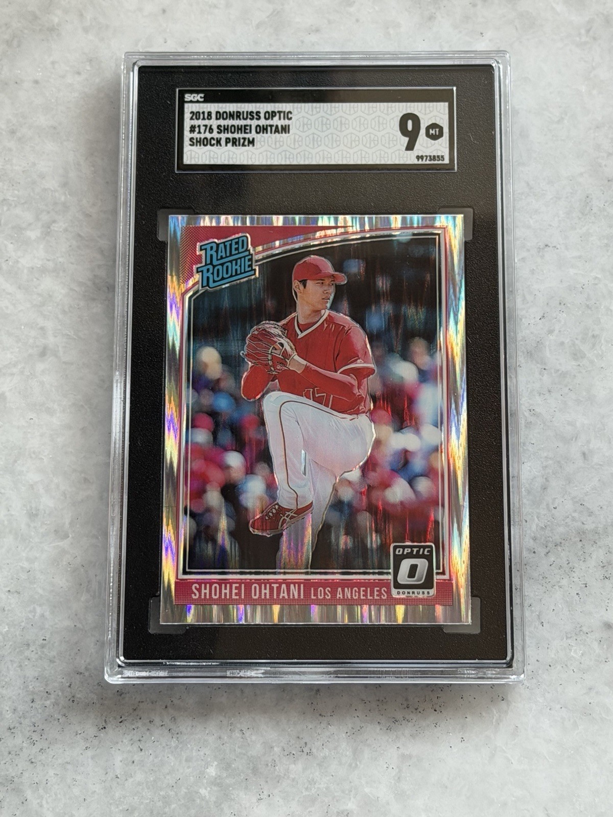 2018 PANINI DONRUSS OPTIC SHOCK #176 SHOHEI OHTANI ROOKIE RC SGC 9 MINT