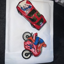 Original Vintage Buddy L — The Amazing Spiderman Motorcycle Figure On Bike