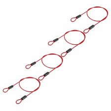 4 Pcs 3/16" Dia 3 ft (39") Vinyl Coated Stainless Steel Cable with Loops, Red