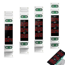 100A Din Rail Voltmeter Ammeter Mini Modular 1P 18mm Voltage Current AC 80-500V