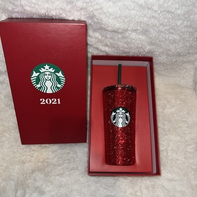US Starbucks Thailand Exclusive Christmas Holiday 2021 Red Bling Cold Cup 16oz
