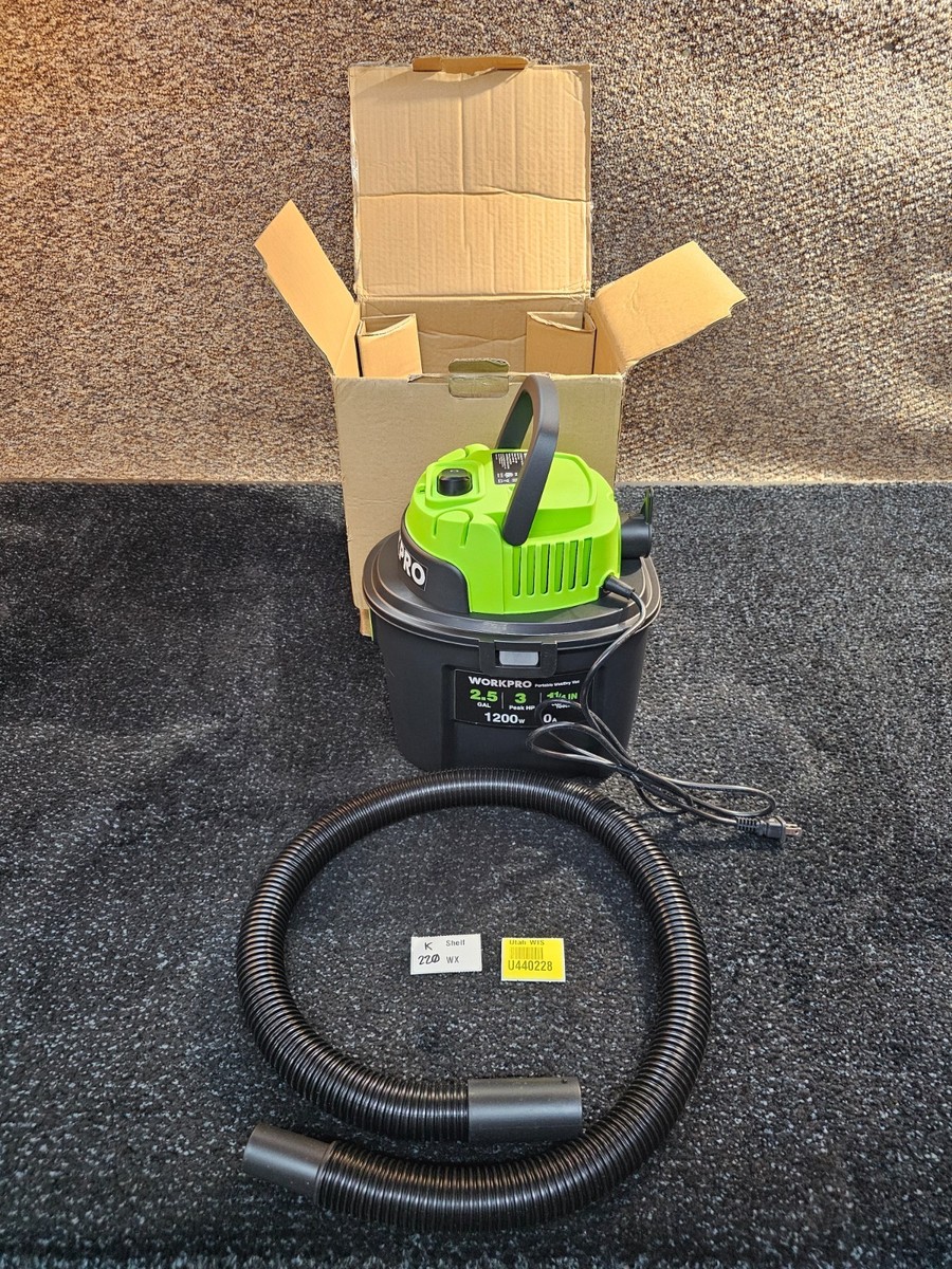 Workpro W125080A Portable Wet/Dry Vacuum Cleaner 2.5 Gallon 3 Peak