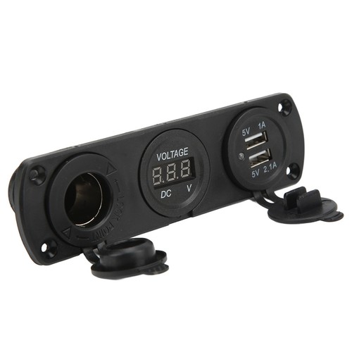 Podwójne gniazdo zapalniczki samochodowej USB 3 w 1 z woltomierzem cyfrowym LED - Zdjęcie 22 z 23