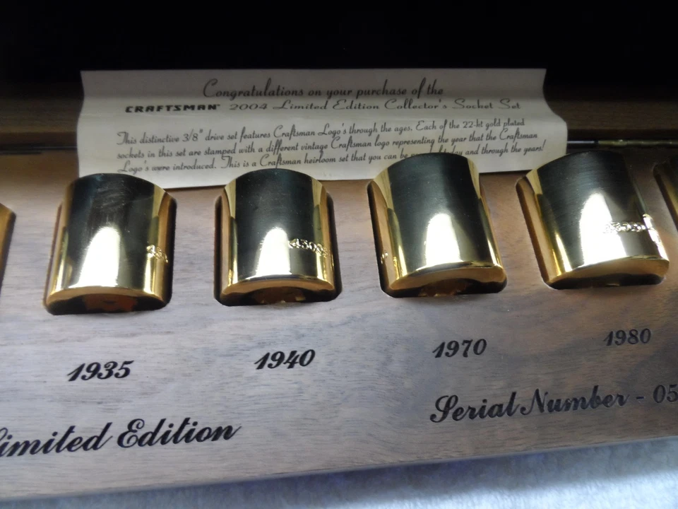 Craftsman 2004 22k Gold Plated Heritage Limited Edition Socket Set USA SN 05174 - Image 2 of 4