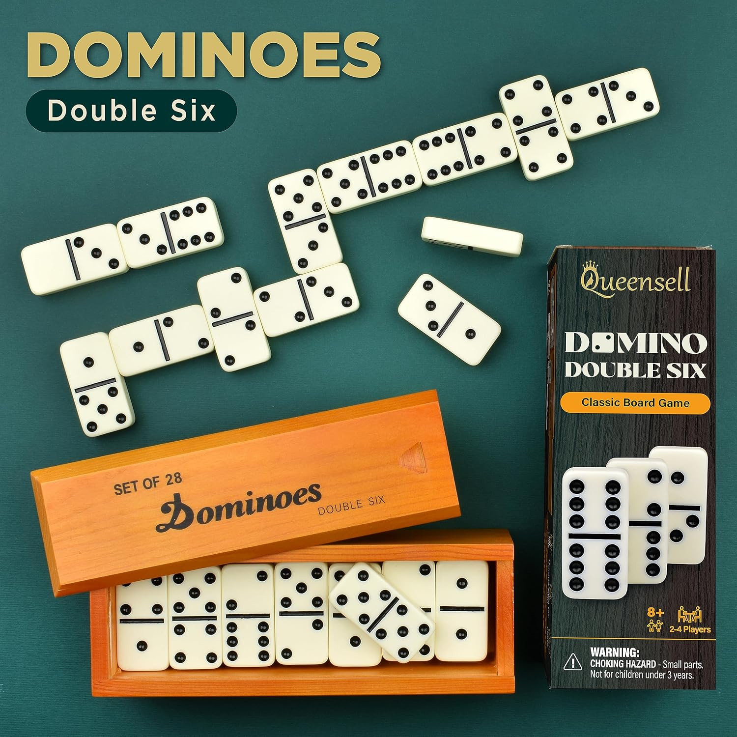 Jumbo Dominoes Set for Adults and Kids – Domino Set for Classic Board Games – Ju