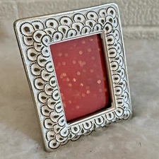 MINI White Washed Wood ORNATE Picture Frame for a 2.5x 3.5 Photo