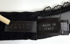 La Perla Black Embroidered Mesh Underwire Bra Back Close Italy Size 32