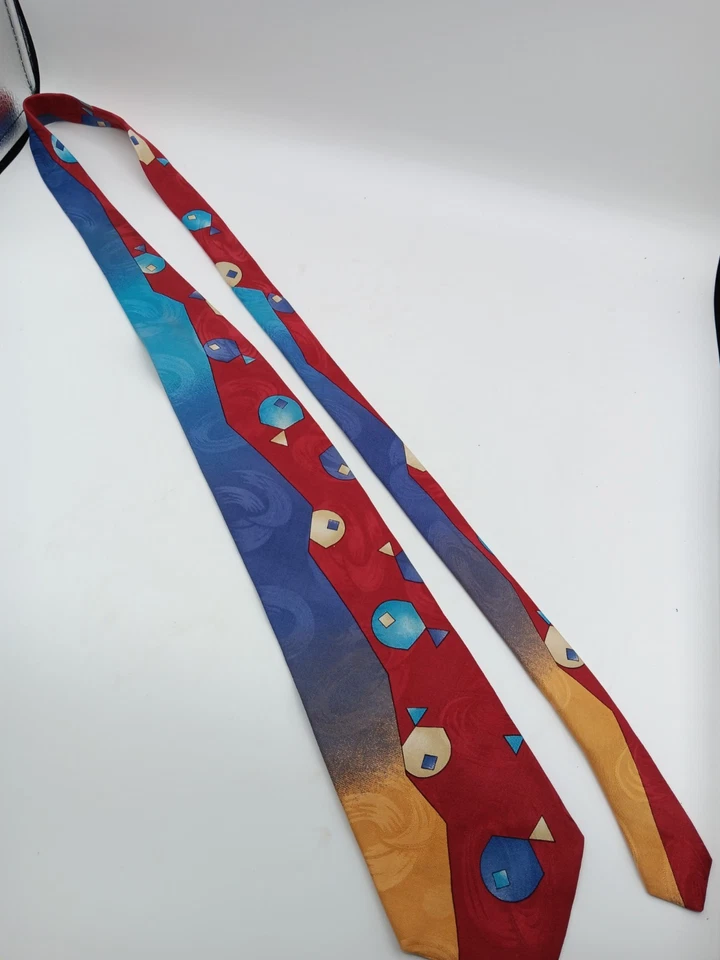 Corbata para hombre D. Giovanni 100 % seda estampado geométrico multicolor Foto 2 de 3