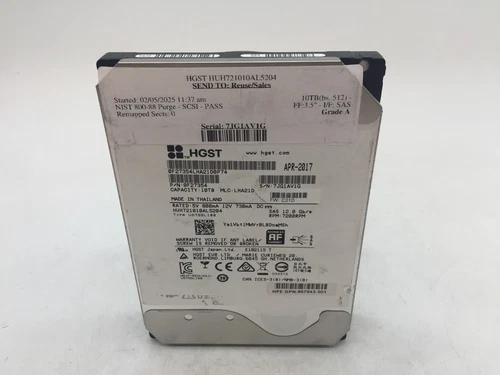 HGST 10TB SAS 3.5" Hard Disk Drive HUH721010AL5204 GRADE A FREE S/H