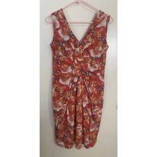 Vera Wang Dress Womens Medium Multi Color V Neck Sleeveless Dress (c)