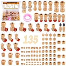 135 Pcs DOT Air Brake Line Fittings, 1/4" 3/8" 1/2" Brass DOT Compression Air...