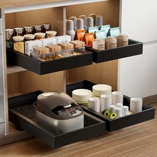 2 Pack Pull Out Cabinet Organizer,21.8" Deep Slide Out Drawer for Cabinets Ad...