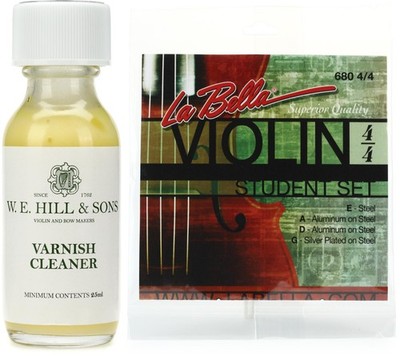 W.E. Hill & Sons String Instrument Varnish Cleaner + La Bella 680
