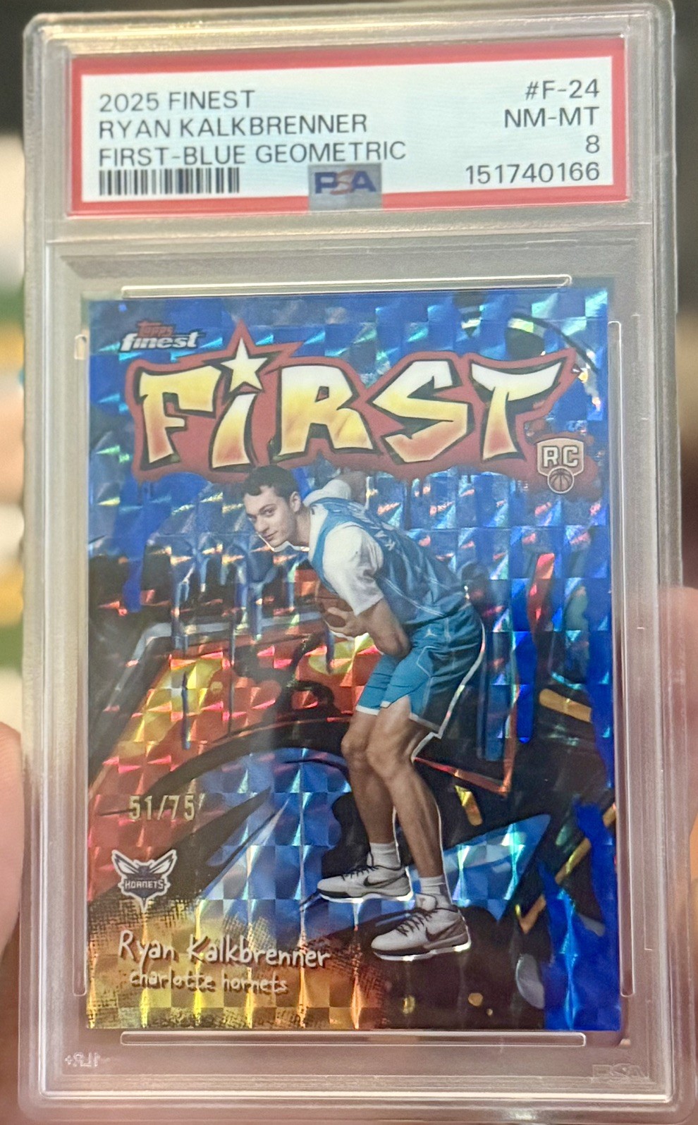 2025-26 Topps Finest First Ryan Kalkbrenner #F-24 Blue Geometric Refractor /75