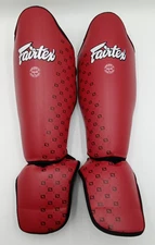 Fairtex Shin Pads Guards SP5 for Muay Thai Size Medium Red