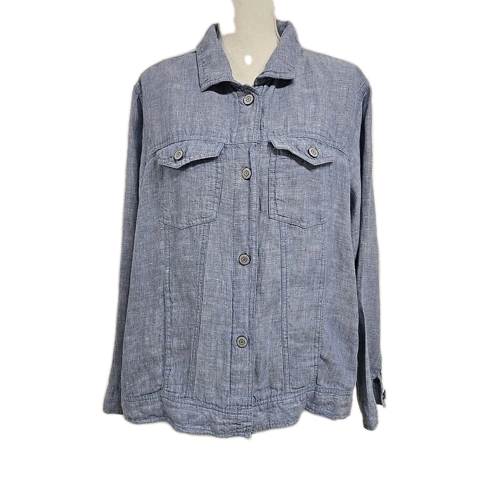 Jones & Co Jones New York 100% Linen Lightweight Jacket Blue Women’s Plus Sz 2X - Image 2 of 4