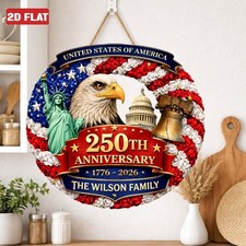 Personalized 250th Anniversary Door Sign Eagle Independence Front Door Hanger