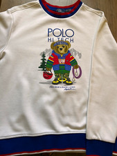 Polo Ralph Lauren Polo Bear Hi Tech Crewneck Fleece Sweatshirt White LG 14-16
