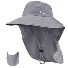 Sun Hat for Men Women with Neck Flap,Wide Brim UPF50+ Fishing Hat with Detach...