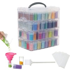 4-Tier Diamond Painting Storage Containers Portable Bead Organizer and Storag...