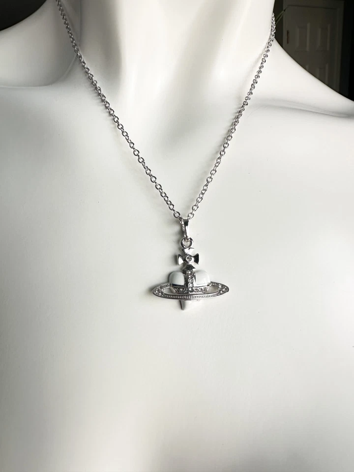 Vivienne Westwood 3D новый белый сердце серебро ожерелье цепочка - Изображение 2 из 4