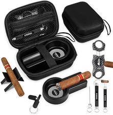 Multifunctional Cigar Accessories, 5-In-1 Kit - V Cigar Cutter, Cigar Draw Enhan