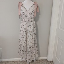 Grace Karin Floral Midi Dress SMALL Coquette Fairy Cottagecore Feminine Bows