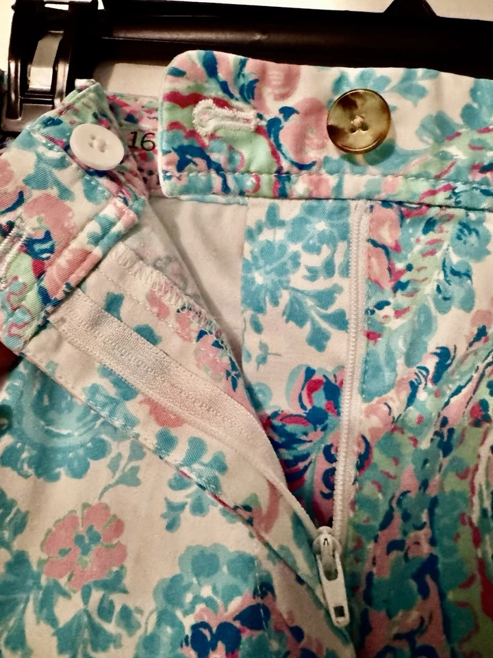 Pantalones Cortos Chinos Para Mujer Talbots Girlfriend Blanco Azul Rosa Verde Fresco Paisley 16 Foto 2 de 4