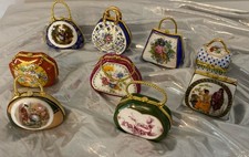 9x Ceramic Purse Trinket Pill Boxes