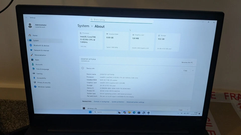 Lenovo ThinkPad E580 · i5-8250U · 8GB · 1TB, photo 4 of 5