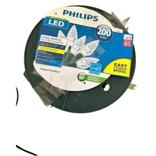 Philips 200ct Cool White C6 Led Faceted Lights Green Wire Easy Storage Spool Philips 200ct Cool White C6 Led Faceted Lights Green Wire Easy Storage Spool