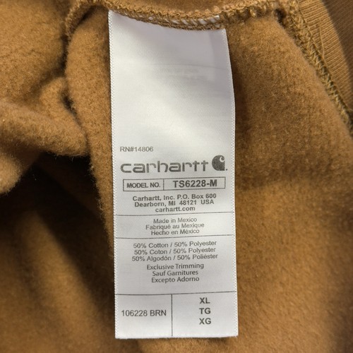 Carhartt 106228 Calce Suelto Peso Medio Gráfico Manga Pullover Sudadera con Capucha Marrón Hombres XL - Imagen 6 de 11