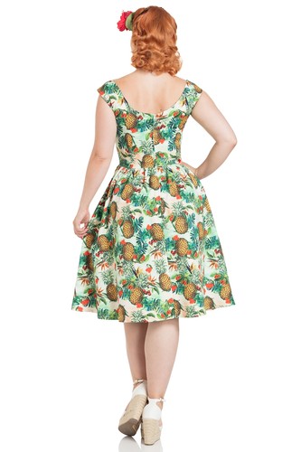 Retro Dana Cherry Vintage Rockabilly Dress Vixen Pineapple Tropical 50's Voodoo awIq858