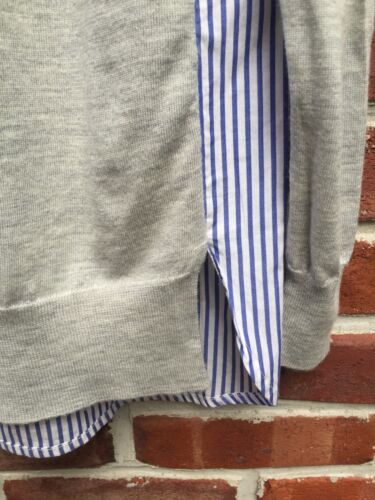 J CREW grau Merinowolle vorne blau weiß gestreift Baumwolle hinten Pullover Oberteil XS - Bild 3 von 5