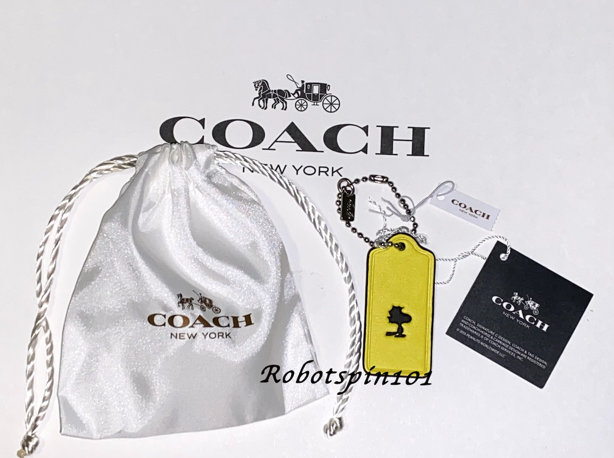 NWT Coach X Peanuts WOODSTOCK Leather Hangtag Key Fob Ring Bag